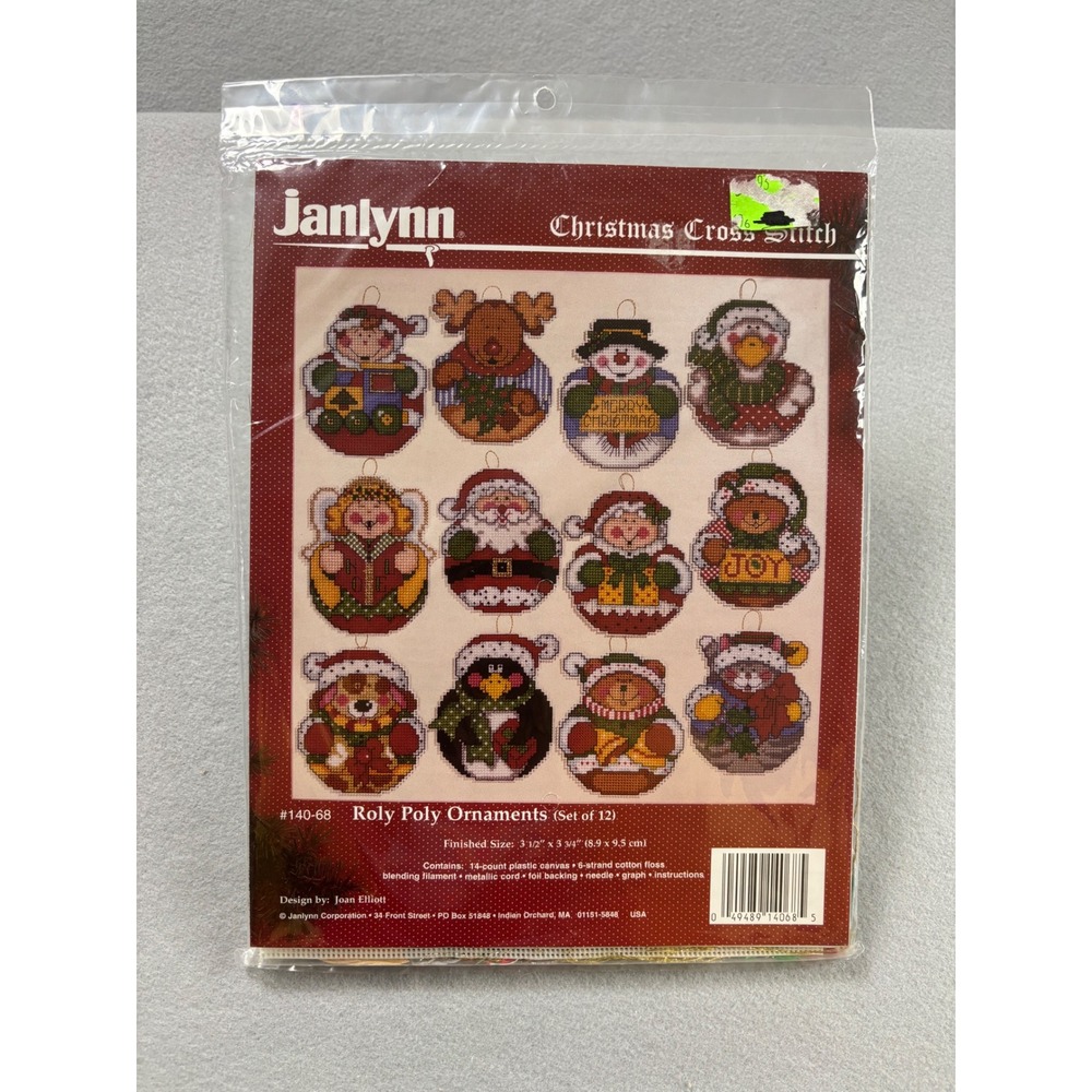 Vintage Janlynn Roly Poly Ornaments Counted Cross Stitch Kit Joan Elliott 140-68